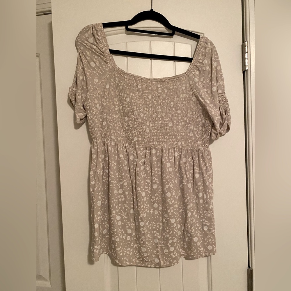 Cream flowered maternity top